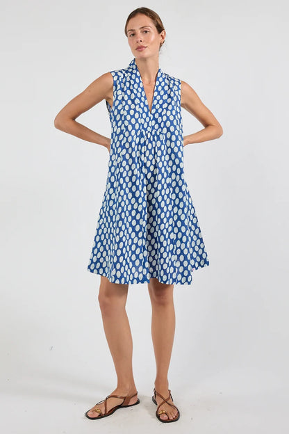 Ibisa Spot On Sleeveless Summer Dress in Navy | Sterling Belle Australia