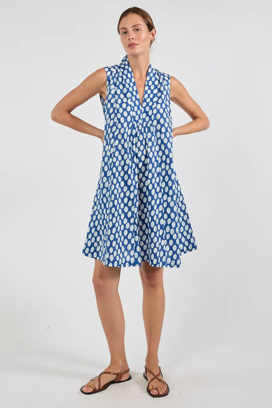 Ibisa Spot On Sleeveless Summer Dress in Navy | Sterling Belle Australia