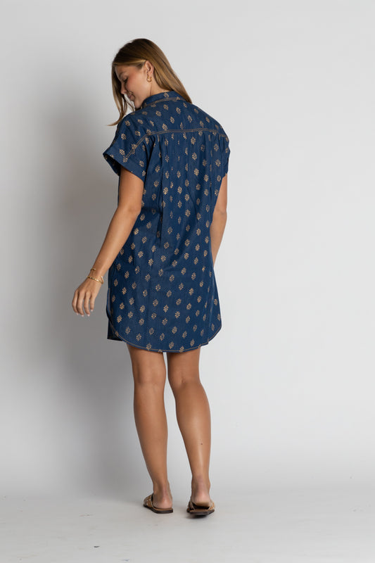 Ibisa Wichita Shift Dress - Gold Print