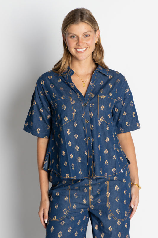 Ibisa Wichita Shirt- Gold Print