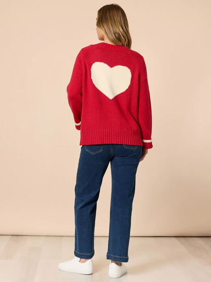 Threadz Back to Love knit Cardi - Red