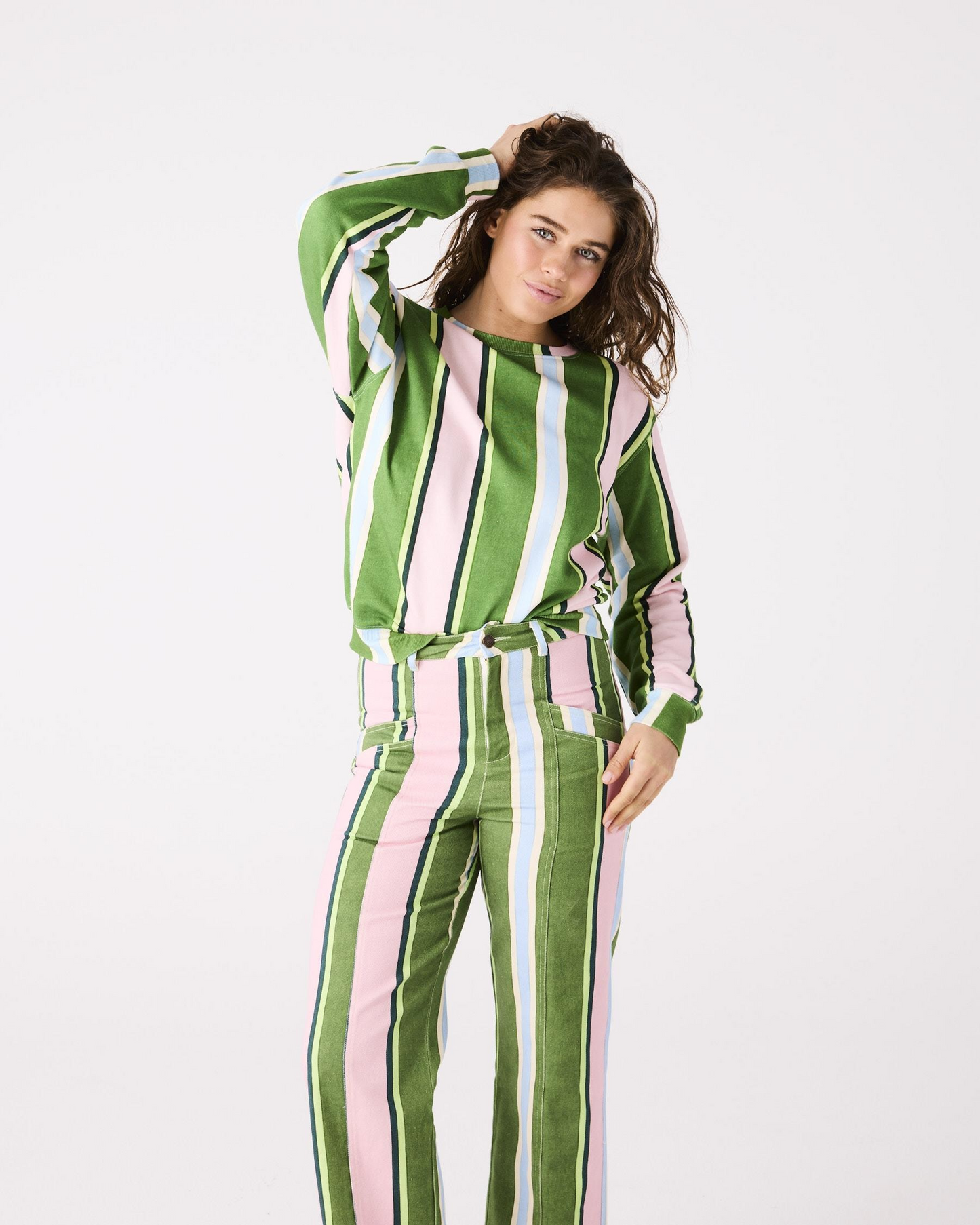 Kip and Co Cactus Stripe Denim Pants