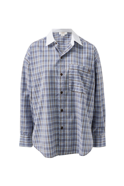 Ceres Life Peta Oversized Shirt - Blue Chocolate Check
