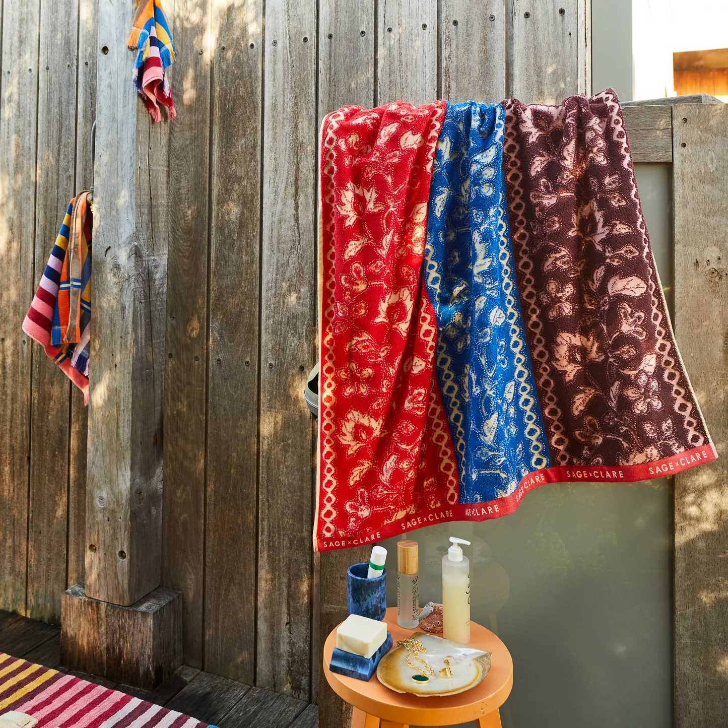 Sage and Clare Thea Bath Sheet - Vermillion