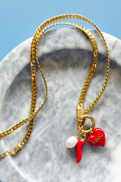 Mosk Melbourne Red Hot Love Me Charm Necklace