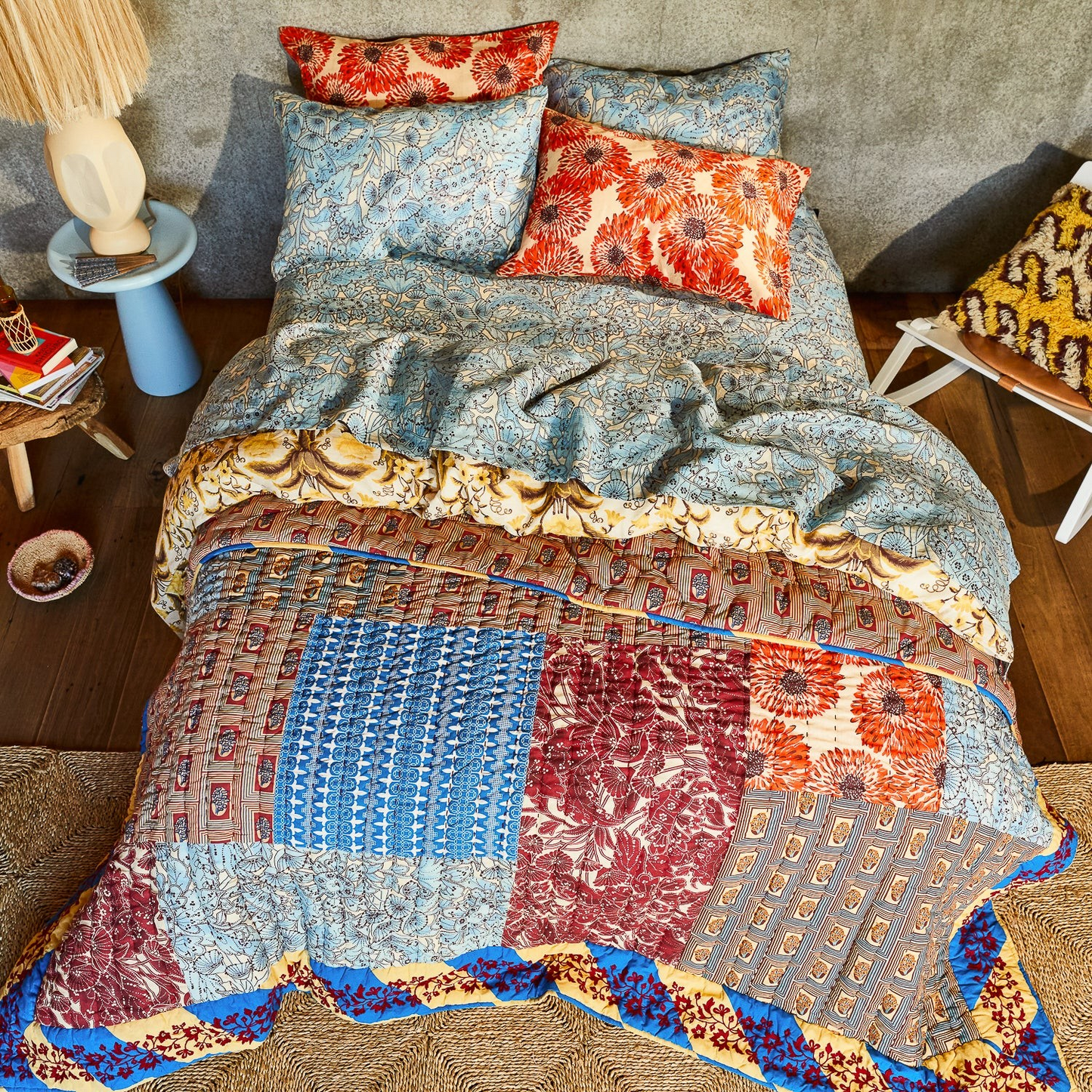 Sage & Clare Clarice Patchwork Bedcover - Azure