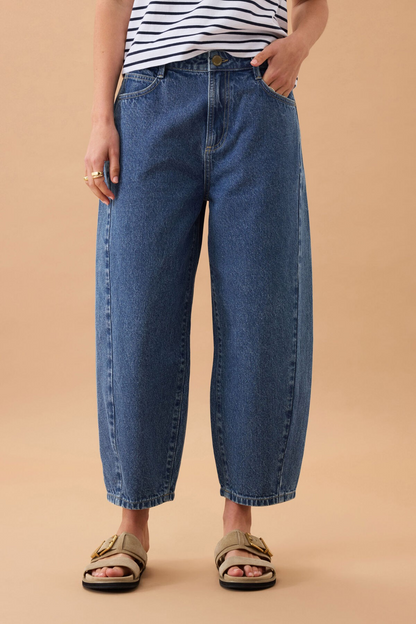 Ceres Life Maggie Tapered Barrel Jean - Fresh Indigo