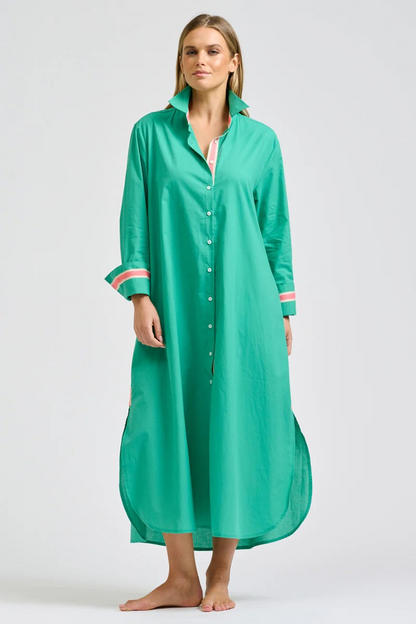 Shirty Pia Longline Shirtdress - Marine Green