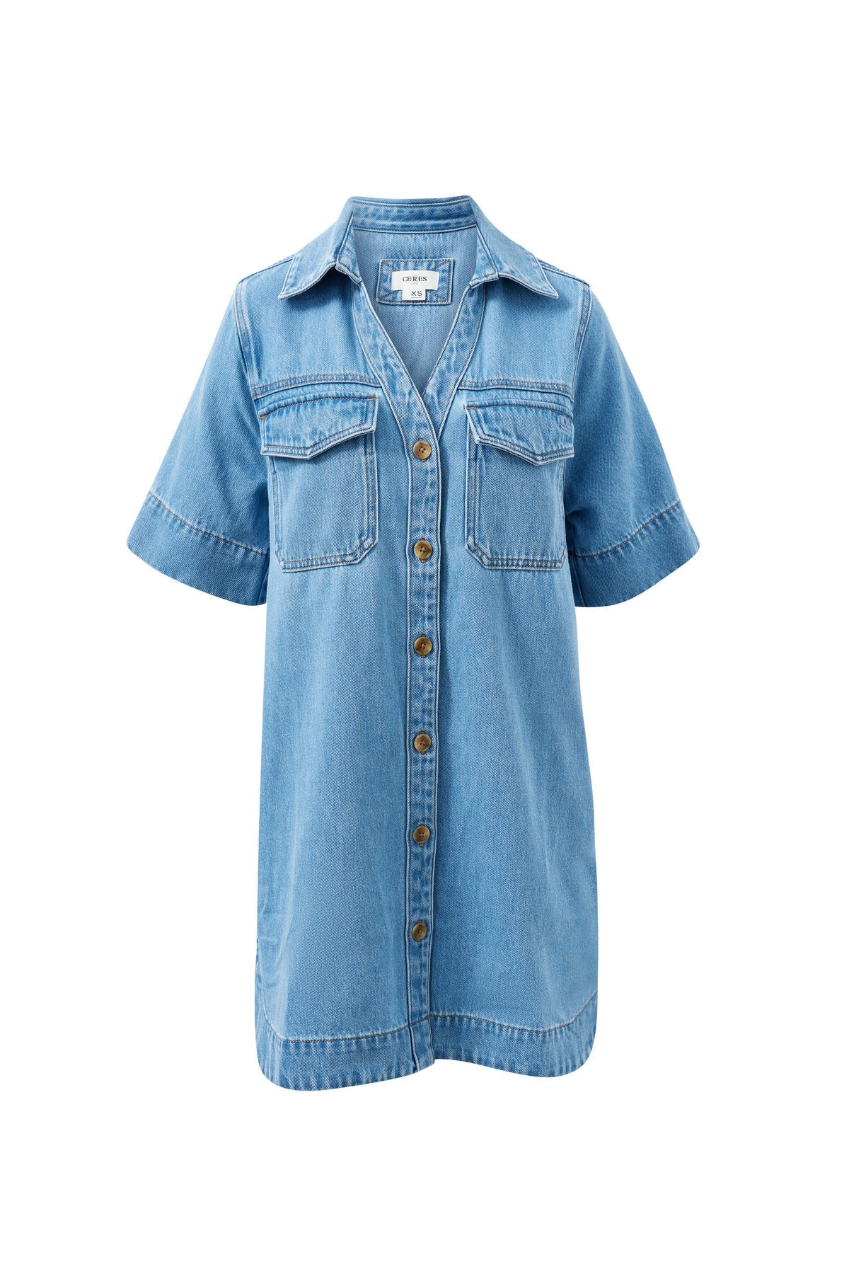 Ceres Life Bonnie Relaxed Shirt Dress - Vintage Blue