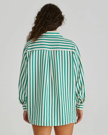 Sass Henri Shirt Green Stripe
