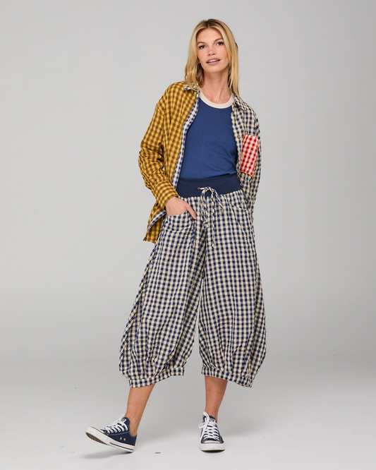 Boom Shankar Guru Pant - Navy Seersucker | Sterling Belle