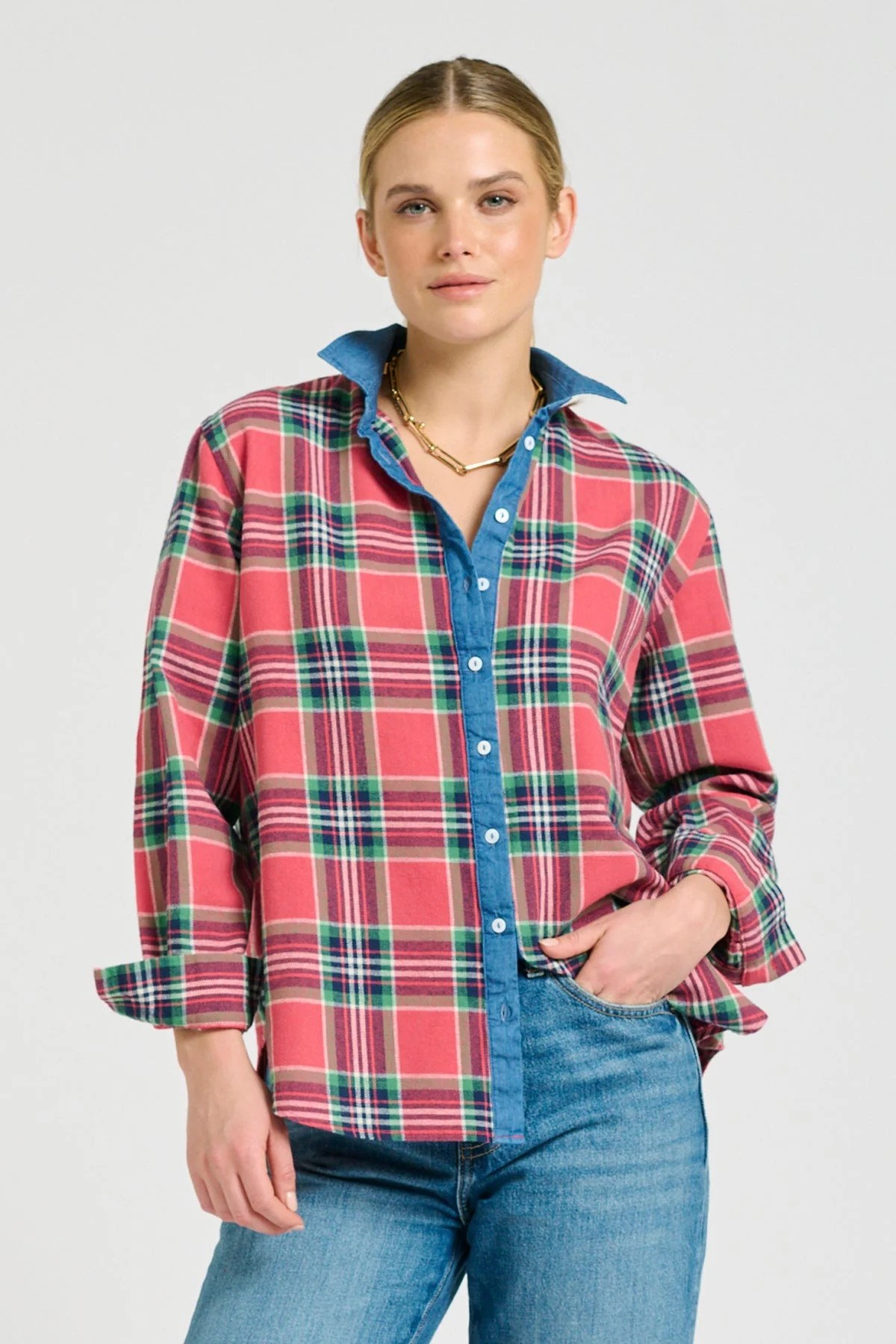 Shirty Helena Shirt - Rose Plaid