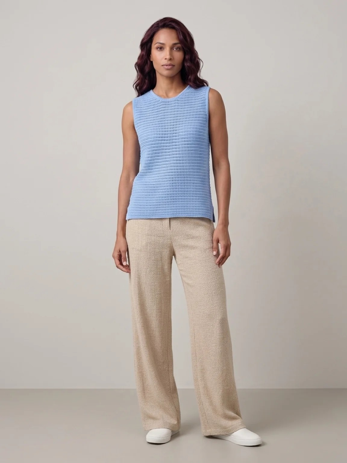Ceres Life Margot Mesh Knit Tank - Sky Blue