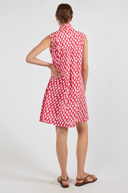 Ibisa Relaxed Fit Sleeveless Knee Length Dress with V-Neck 