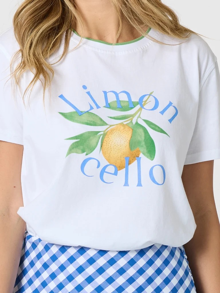 Threadz Limoncello Print Cotton Tee - White