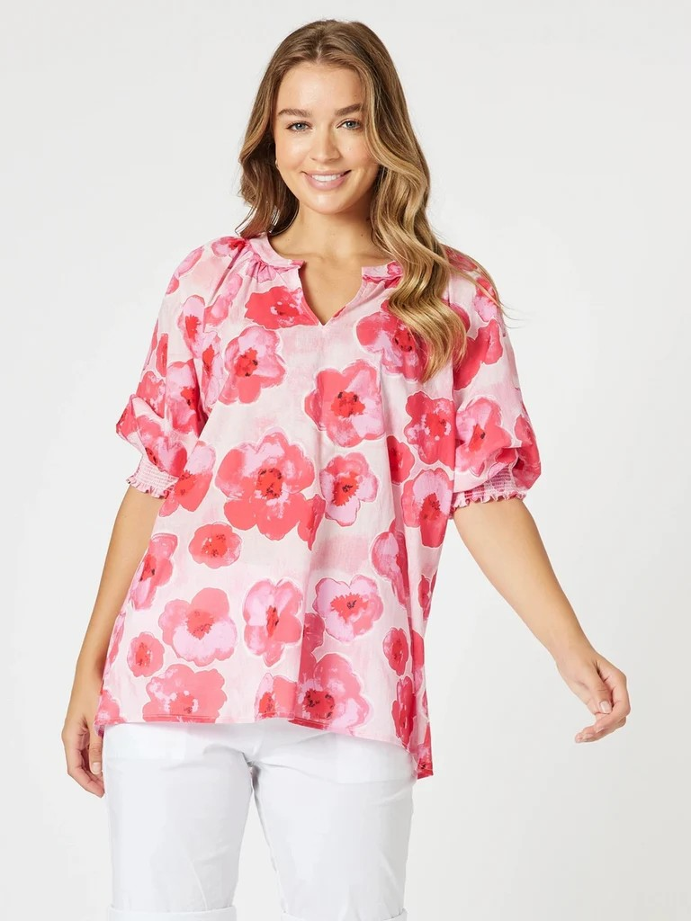 Threadz Pink Poppies Top