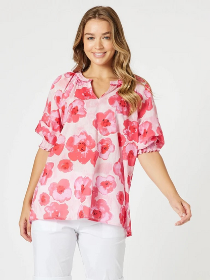 Threadz Pink Poppies Top