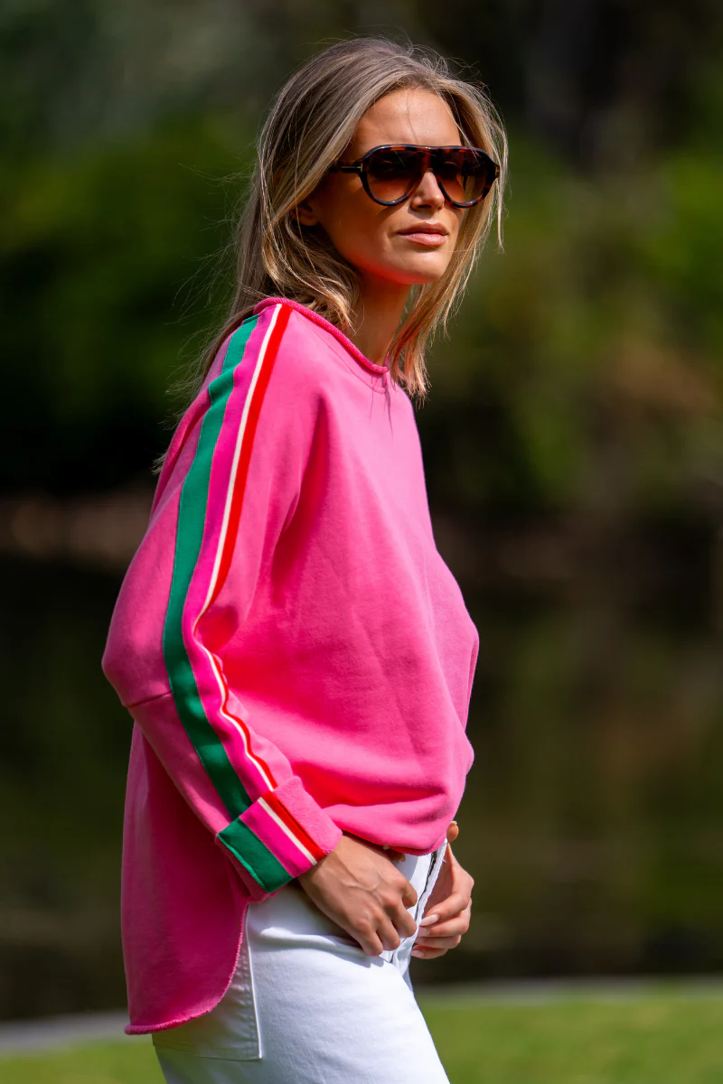 Shirty x EST Raw Tape Long Sleeve Sweatshirt - Hot Pink