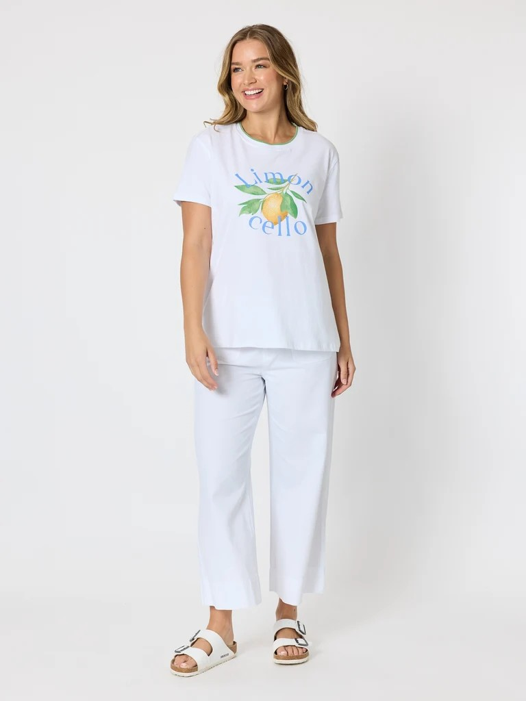 Threadz Limoncello Print Cotton Tee - White
