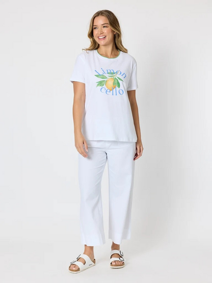 Threadz Limoncello Print Cotton Tee - White