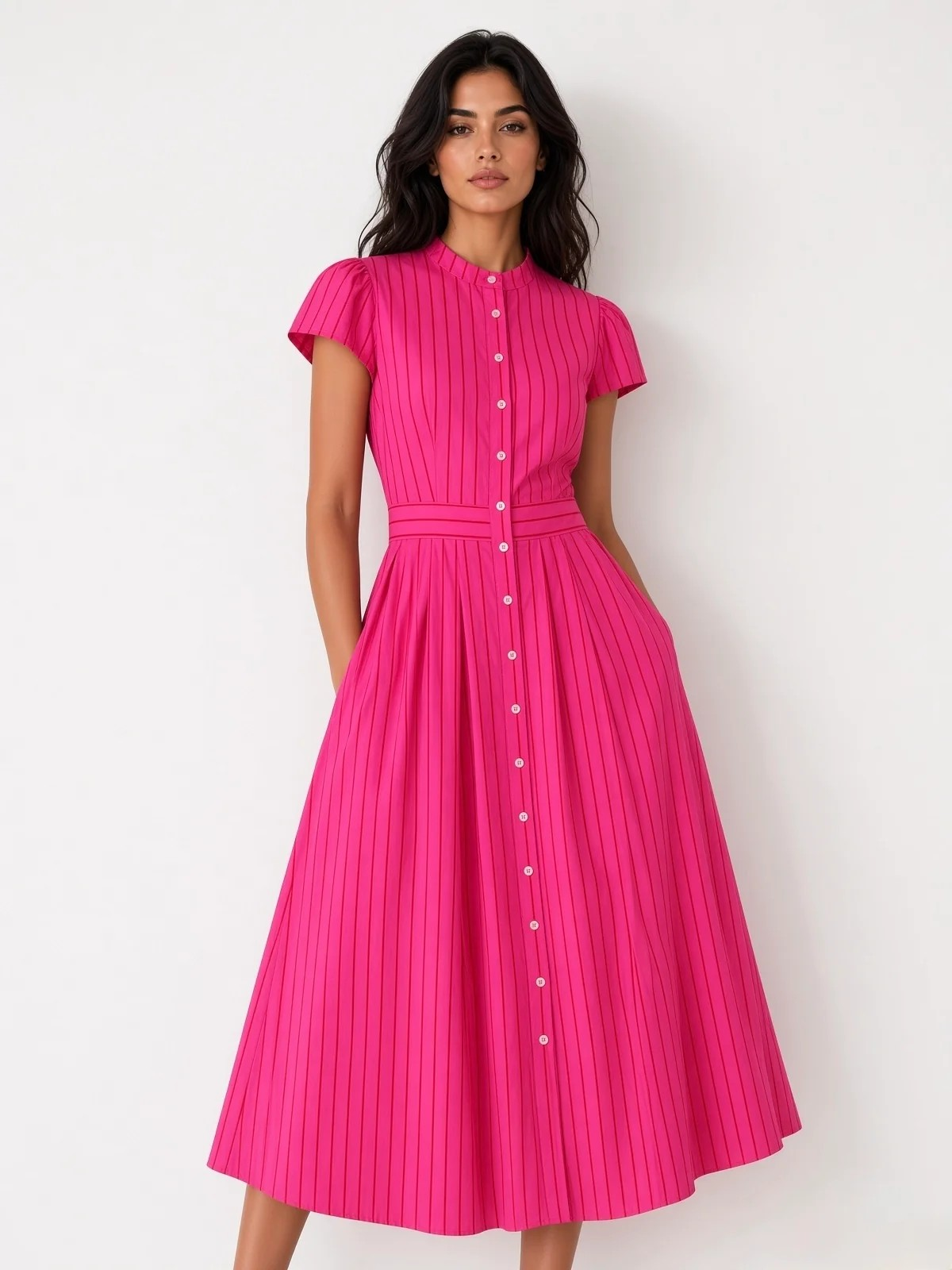 LEONI Australia Lyra Dress Pink/Red Stripe