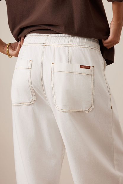 Ceres Life white denim Barrel leg pants