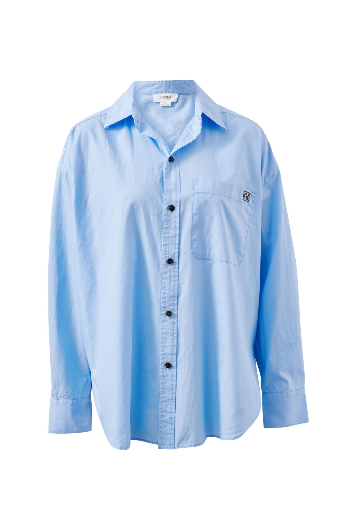 Ceres Life Peta Oversized Shirt - Sky Blue
