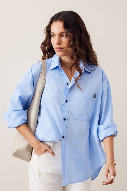 Ceres Life Peta Oversized Shirt - Sky Blue