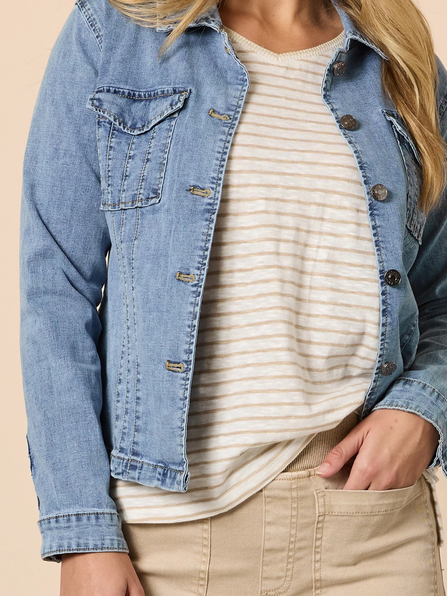 Threadz Retro Denim Jacket Washed Denim
