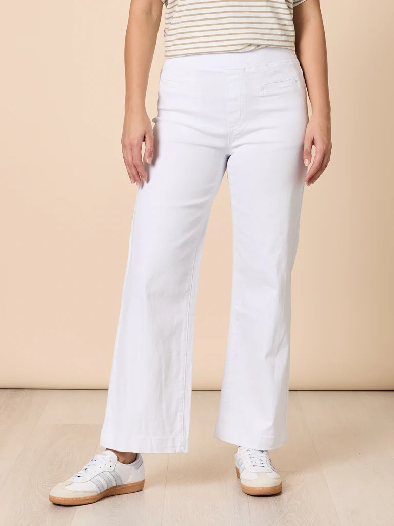 Threadz Maddy High Rise Wide Leg Jean - White