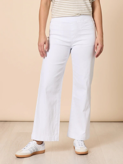 Threadz Maddy High Rise Wide Leg Jean - White