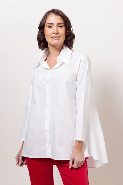 See Saw 100% Cotton L/S Gathered Back Shirt White