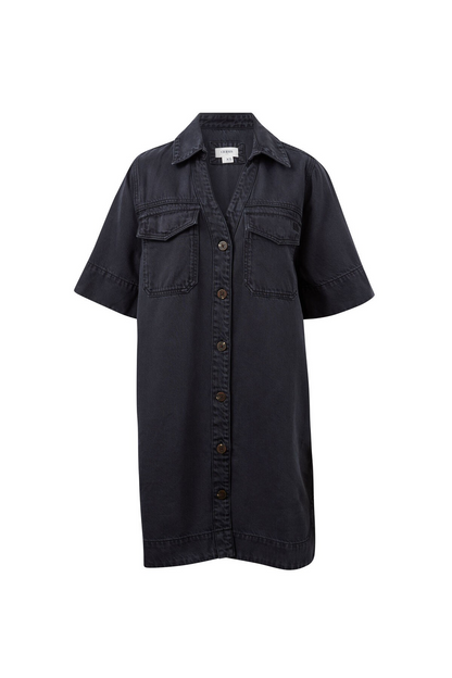 Ceres Life Bonnie Relaxed Shirt Dress - Washed Black