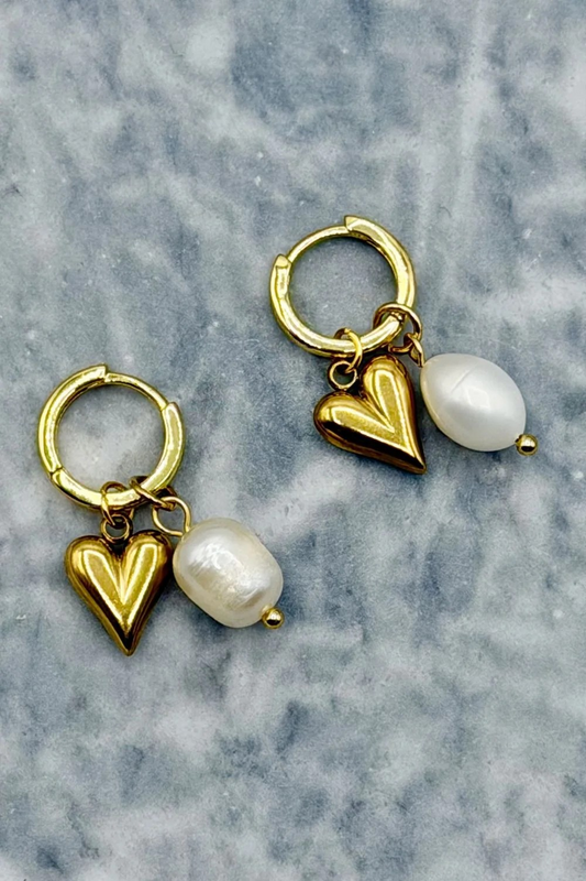 gold hoop earrings with pearl drops | Mosk Melbourne