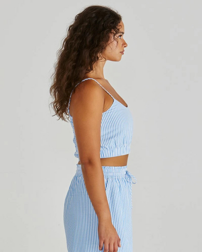 Sass Alani Shirred Bralette Blue White Stripe