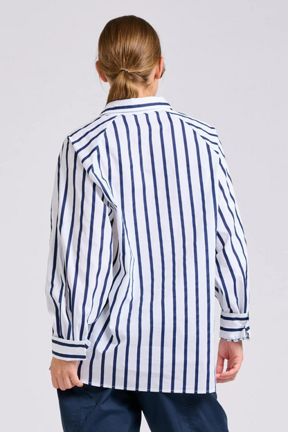 Shirty Gigi Shirt White with Navy Stripe