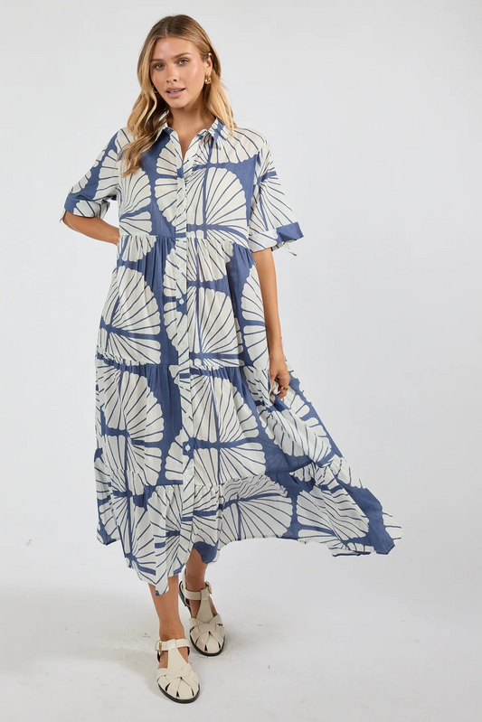 Ibisa Kayce Navy Floral Print Midi Dress Australia | Sterling Belle