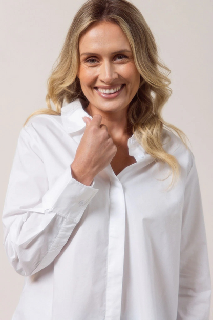 See Saw 100% cotton long sleeve button-up shirt white