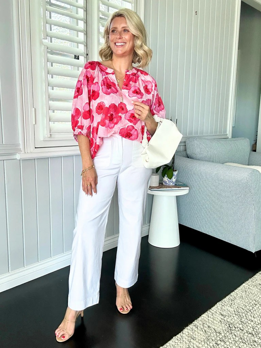 Threadz Pink Poppies Top