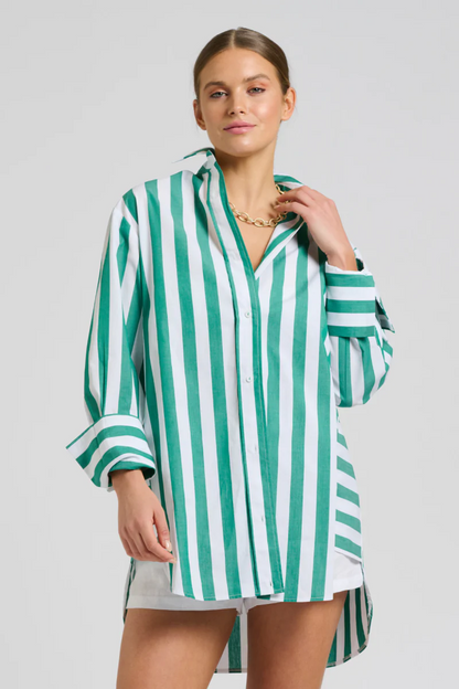 Shirty The Andrea Shirt Green Wide Stripe