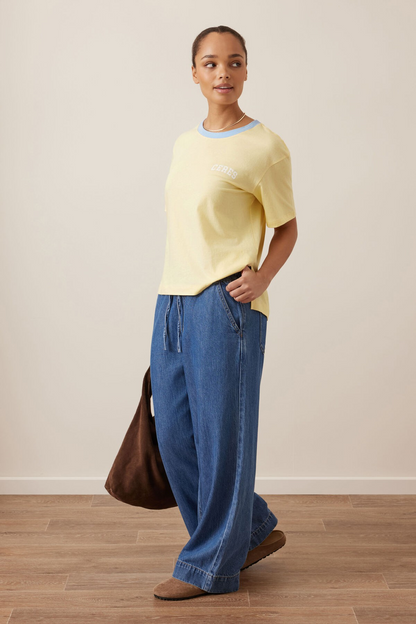Ceres Life Stevie Slouchy Tee - New butter/Heritage logo