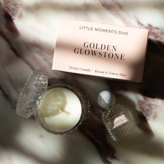 Mrs Darcy Lifestyle Little Moments Duo Golden Glowstone - Soft Vanilla Bloom, Violet Haze, Glazed Skin Sugar + Blonde Woods