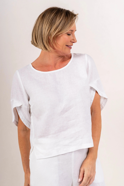 See Saw Envelope Sleeve Top - White