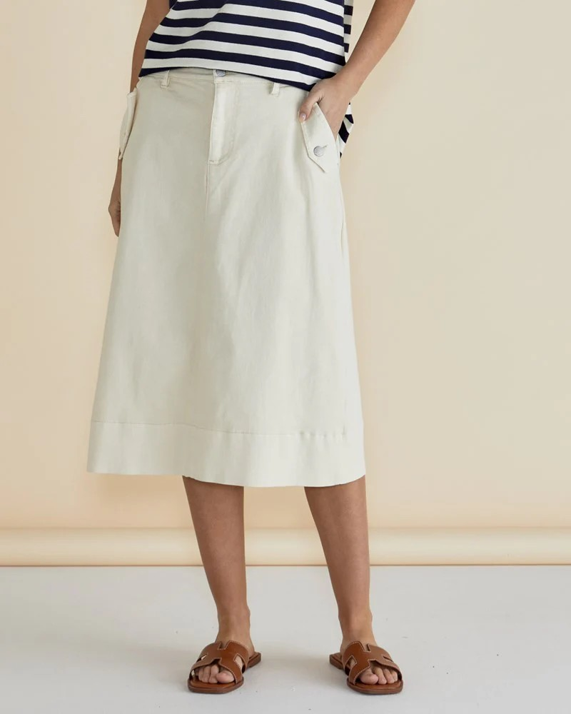 Betty Basics Astra Denim Skirt Off White
