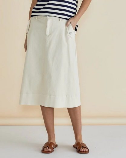 Betty Basics Astra Denim Skirt Off White