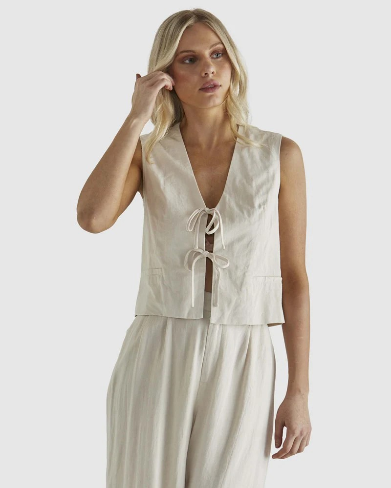 Sass Natalia Vest  Bone Cream
