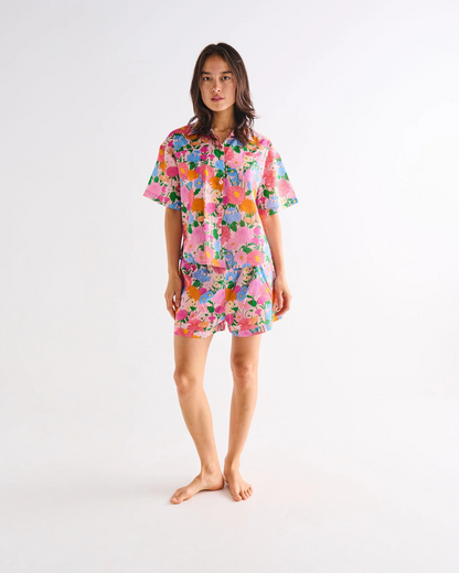 Kip And Co Follow The Sun Adult Organic Cotton Short Sleeve Shirt & Short PJ Set