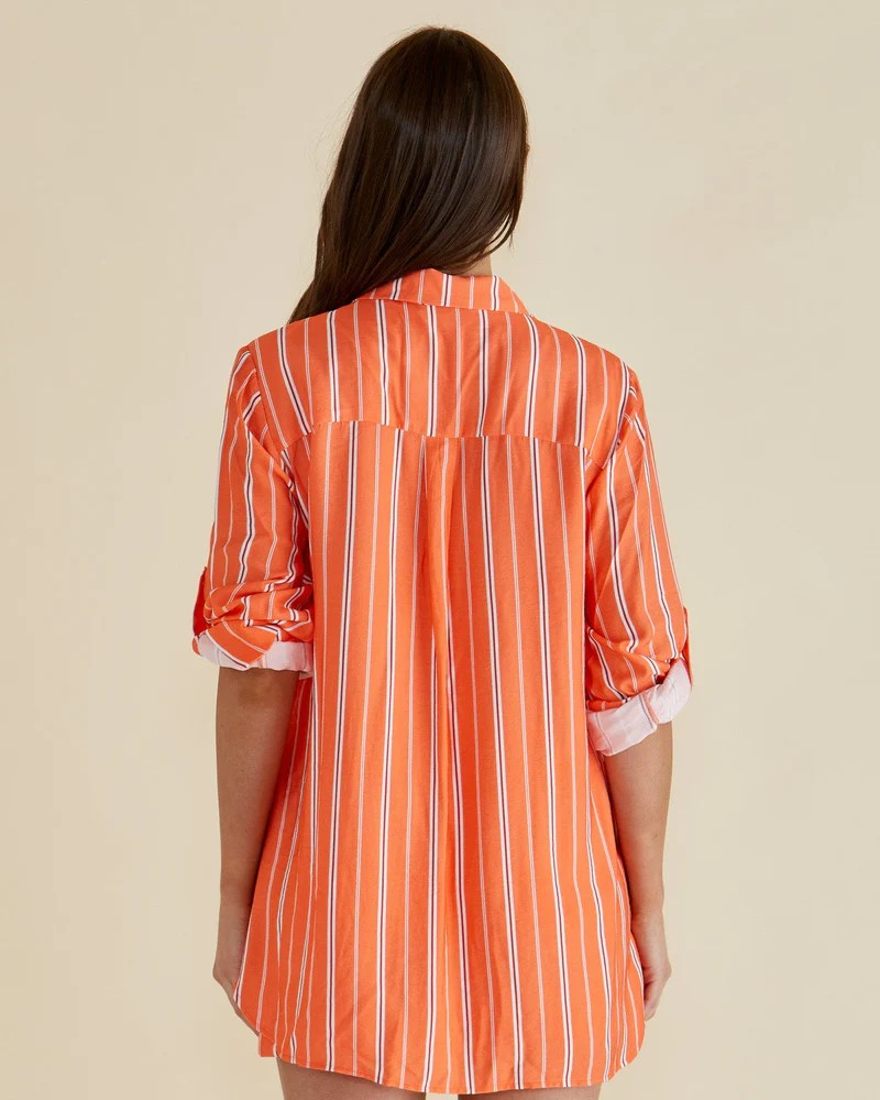Betty Basics Womens Mills Shirt - Peach Stripe