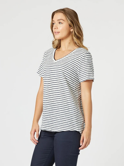 Threadz Tonic Stripe Tee - Navy/White