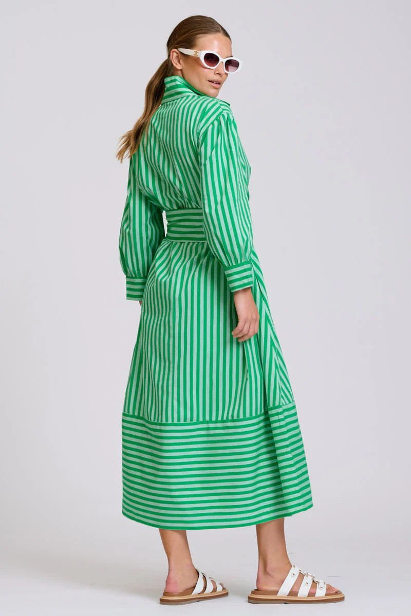 Shirty Martha Oversized Shirt Dress - Double Green Stripe